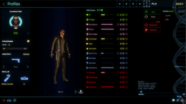Crime Club Character Build Screen